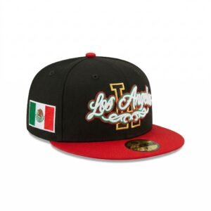 GORRA LOS ANGELES NEGRO CON ROJO MEXICANA