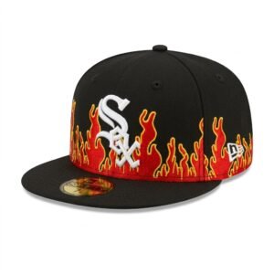 GORRA SOX FLAMAS NEGRO CON ROJO