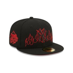 GORRA NY NEGRO CON ROJO FLAMAS WORLD SERIES 1999