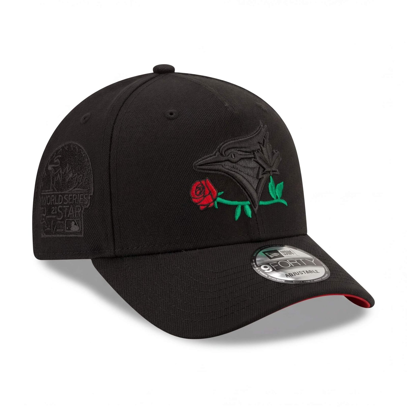 GORRA BLUE JAYS BLACK IN BLACK CON ROJO