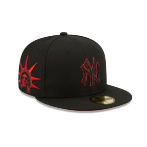 GORRA NY BLACK IN BLACK CON ROJO ESTATUA DE LA LIBERTAD