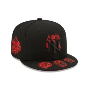GORRA NY BLACK IN BLACK CON ROJO LOGOS WORLD SERIES 1999