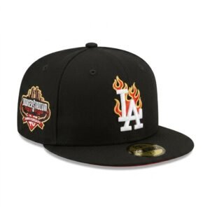 GORRA LA NEGRO CON ROJO Y FUEGO 60TH ANNIVERSARY