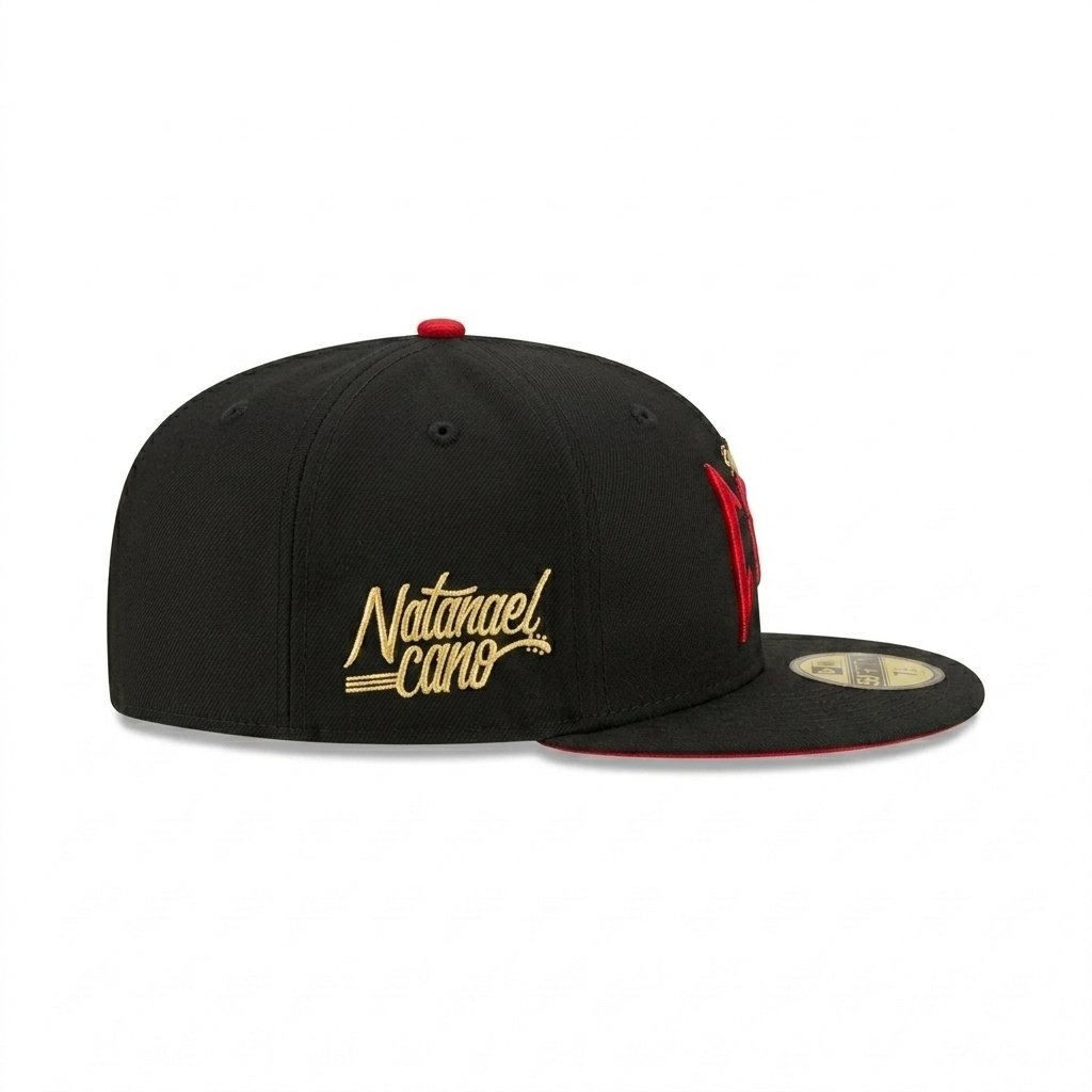 GORRA CORRIDOS TUMBADOS NEGRO CON ROJO - Image 2