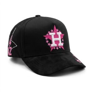 GORRA HOUSTON CLAVE ALI NEGRO CON ROSA