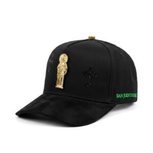 GORRA SAN JUDAS NEGRO CON DORADO