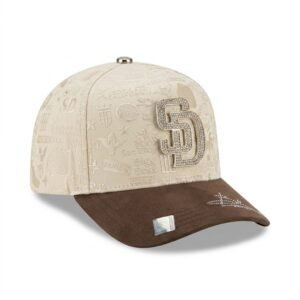 GORRA SAN DIEGO BEIGE CON CAFE DIAMANTES