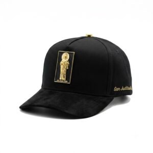 GORRA SAN JUDAS PLACA NEGRO CON DORADO