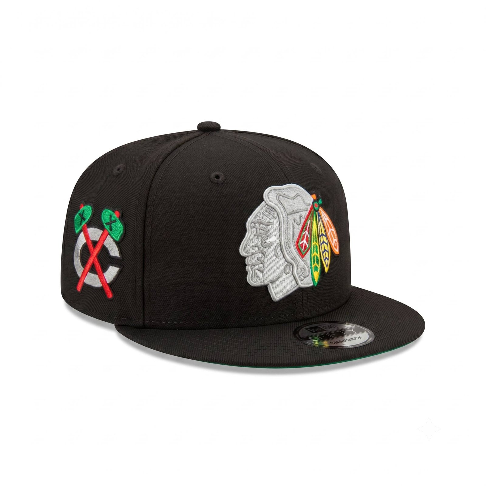 GORRA CHICAGO BLACKHAWKS NEGRO CON BLANCO